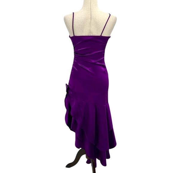 VTG Blondie Nights Y2K Asymmetrical Dress Sz 3‎ Purple Ruffled Prom Whimsigoth - Picture 3 of 8